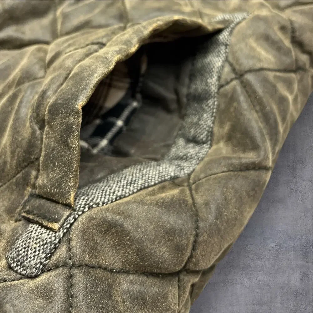 BKE Quilted Vest Medium Green/Brown Plaid Lining